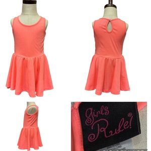 Girls Rule Coral Orange Sleeveless Keyhole Back Skater Dress Girls 24 Months